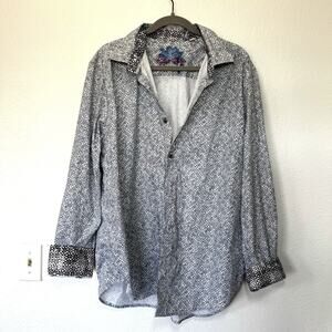 Robert Graham Classic Fit Flip Cuff Geometric Floral Pattern Button Up Men's 2XL